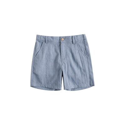 Boy's plain blue Bermuda shorts with adjustable waist