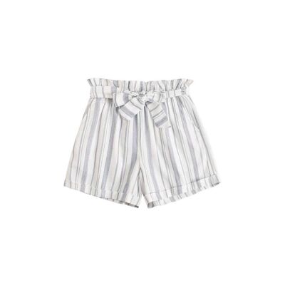 Girls' striped paperbag shorts with belt