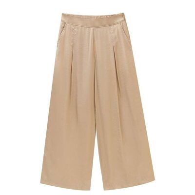 Girl's wide golden satin trousers