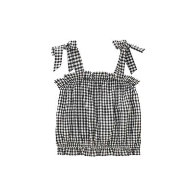 Girl's blouse with straps in vichy squares