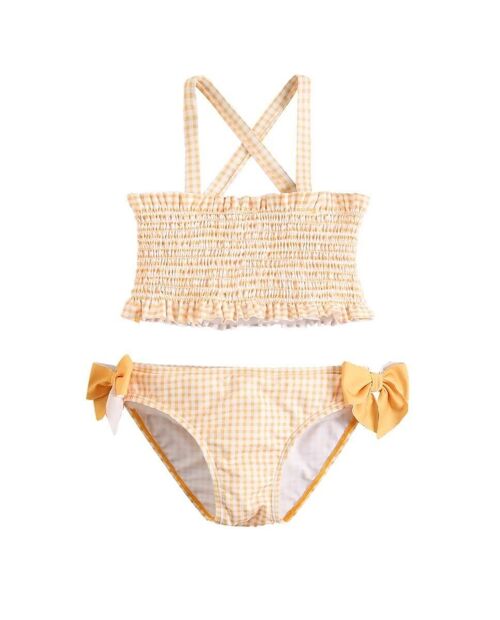 Bikini de niña en cuadros vichy con lazos decorativos