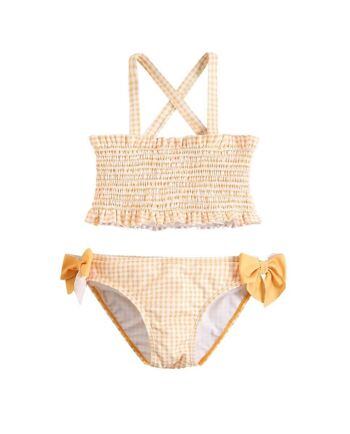 Bikini fille carreaux vichy avec nœuds décoratifs 1