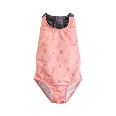 Girl's swimsuit with tie at the neck and lightning print