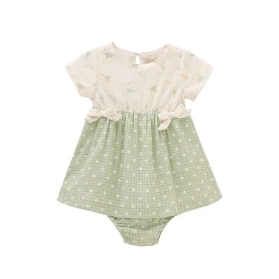 Kleid für Babymädchen kombiniert mit dekorativen Schleifen und passendem Höschen
