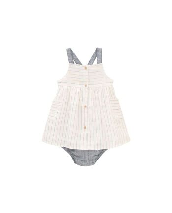 Robe bébé fille rayée à bretelles et culotte assortie 1