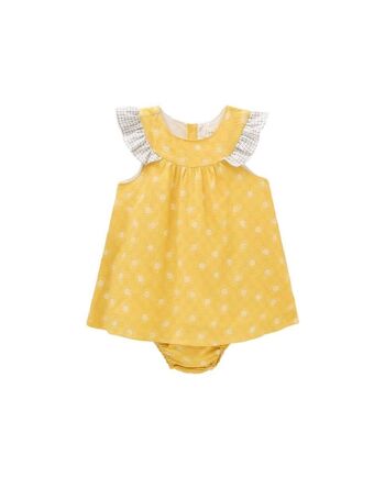 Robe bébé fille imprimé soleil et culotte assortie 1