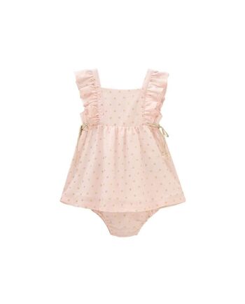 Robe bébé fille à volants et imprimé pois 1