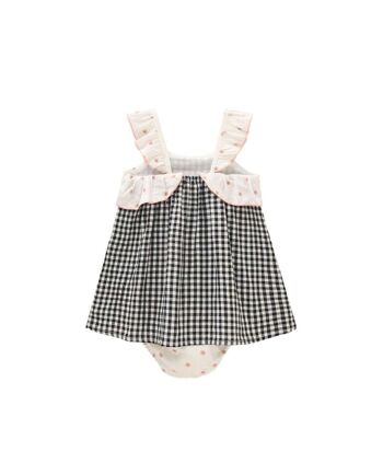 Robe vichy bébé fille à volants et culotte assortie 2