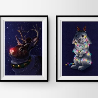 Art Prints "Christmas Rabbits"