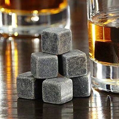 Set of 6 Granite ice cubes with pouch