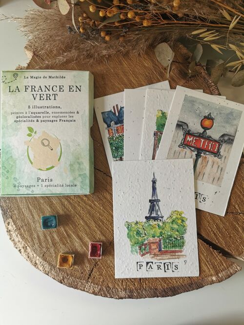 PARIS - Coffret "La France en Vert" - 5 Illustrations pour découvrir un département