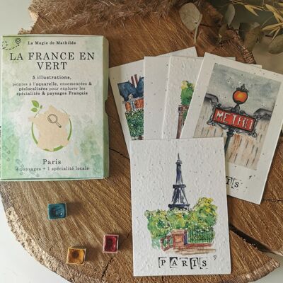 PARIS - Caja "La France en Vert" - 5 ilustraciones para descubrir un departamento