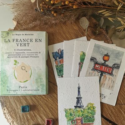 PARIS - Coffret "La France en Vert" - 5 Illustrations pour découvrir un département