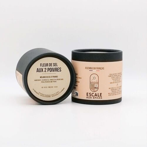 Fleur de sel aux 2 poivres - Boite 125 gr