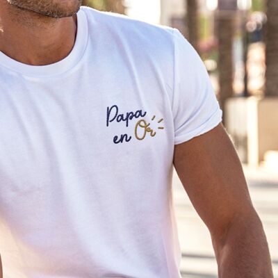 Embroidered T-shirt - Papa en Or