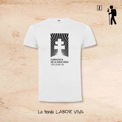 Weißes Unisex-T-Shirt zum Gedenken an das Jubiläumsjahr 2024 Carava de la Cruz