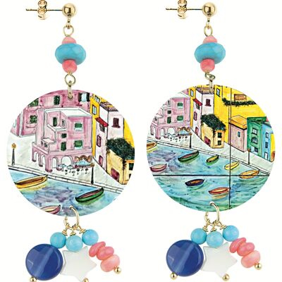 The Circle Special Women's Earrings Classic Procida Landscape. Made in Italy
