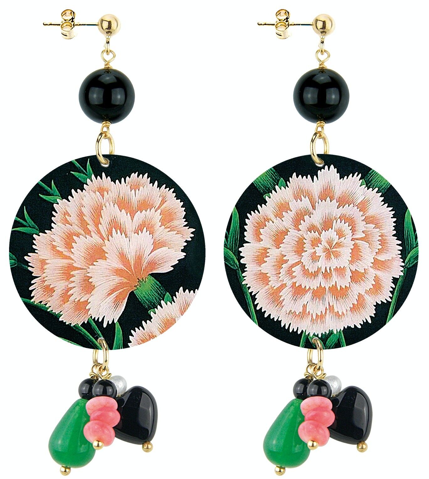 Celebra la primavera con gioielli ispirati ai fiori. Orecchini Donna The Circle Special Classico Fiore Rosa Fondo Scuro. Made in Italy