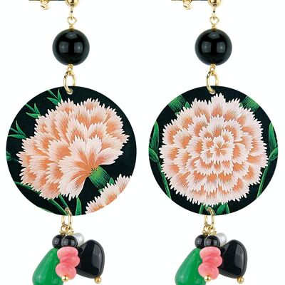 Celebrate spring with flower-inspired jewelry. The Circle Special Women's Earrings Classic Pink Flower Dark Background. Made in Italy