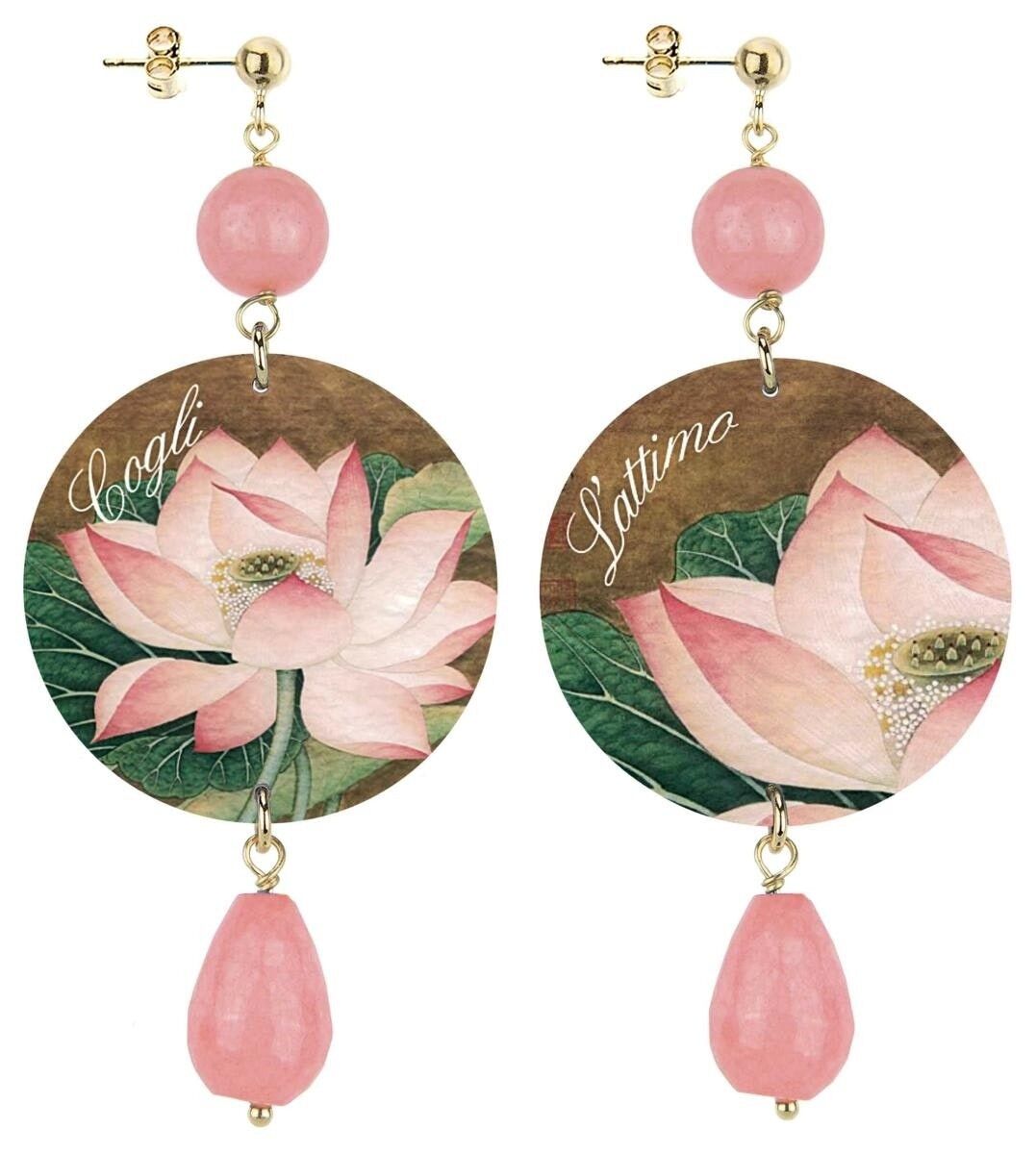 Feiern Sie den Frühling mit von Blumen inspiriertem Schmuck. Damenohrringe The Circle Classic Pink Flower Nutze den Tag. Hergestellt in Italien