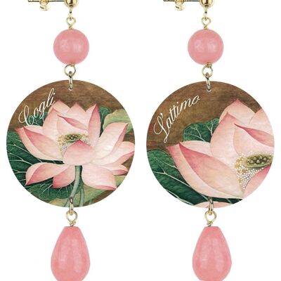 Feiern Sie den Frühling mit von Blumen inspiriertem Schmuck. Damenohrringe The Circle Classic Pink Flower Nutze den Tag. Hergestellt in Italien