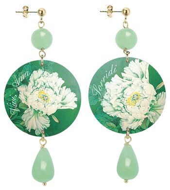 Célébrez le printemps avec des bijoux inspirés des fleurs. Boucles d'oreilles pour femme The Circle Classic Green Flower Smile. Fabriqué en Italie