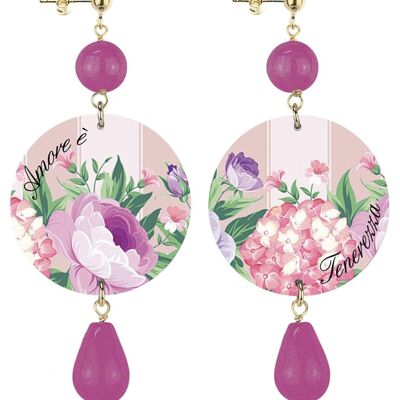 Celebrate spring with flower-inspired jewelry. Women's Earrings The Circle Classic Pink Flowers Love is Tenderness. Made in Italy