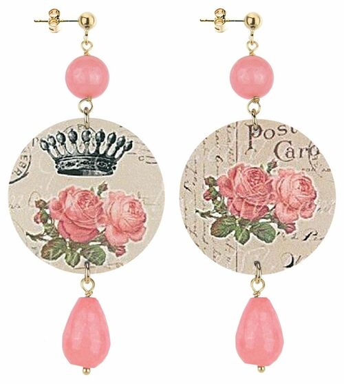 Celebra la primavera con gioielli ispirati ai fiori. Orecchini Donna The Circle Classico Fiori Rosa e Corona. Made in Italy