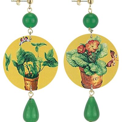 Celebrate spring with nature-inspired jewelry. The Circle Classic Woman Earrings Plant with Vase. Made in Italy