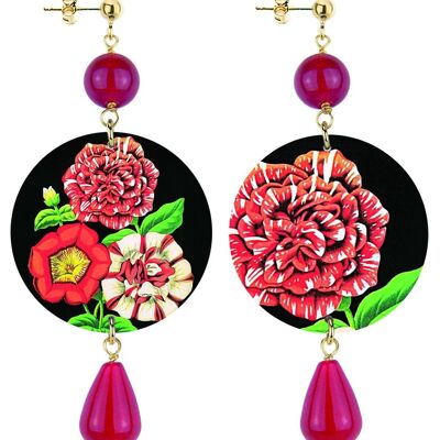 Celebrate spring with flower-inspired jewelry. The Circle Classic Red Flowers Women's Earrings. Made in Italy