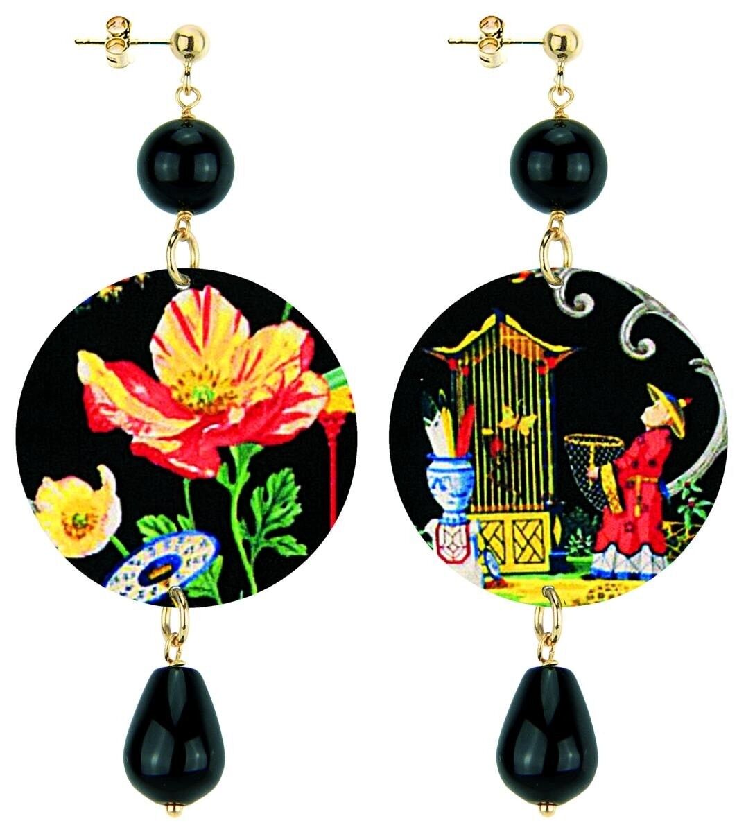 Celebra la primavera con gioielli ispirati ai fiori. Orecchini Donna The Circle Classico Fiore Giallo e Farfalle. Made in Italy