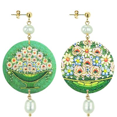Celebrate spring with flower-inspired jewelry. The Circle Classic Women's Earrings Raised with White Flowers. Made in Italy