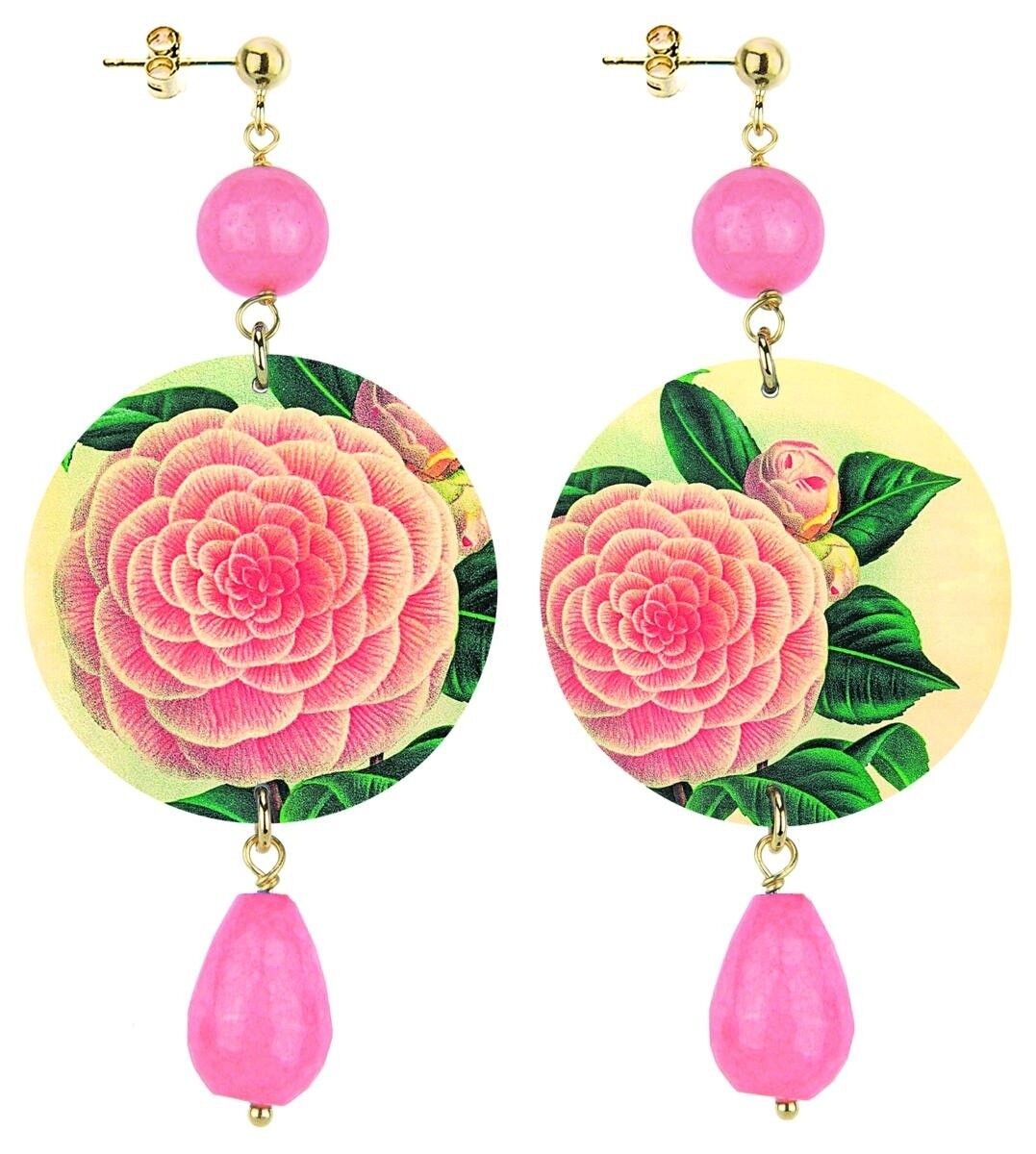 Celebra la primavera con gioielli ispirati ai fiori. Orecchini Donna The Circle Classico Fiore Rosa Fondo Chiaro. Made in Italy