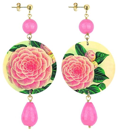 Celebra la primavera con gioielli ispirati ai fiori. Orecchini Donna The Circle Classico Fiore Rosa Fondo Chiaro. Made in Italy