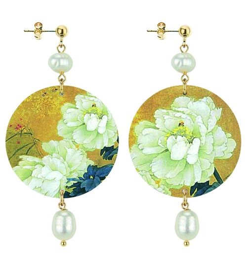 Celebra la primavera con gioielli ispirati ai fiori. Orecchini Donna The Circle Classico Fiore Bianco Fondo Oro. Made in Italy