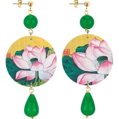 Celebre la primavera con joyas inspiradas en flores. Pendientes The Circle Classic Pink Flower para mujer. Hecho en Italia