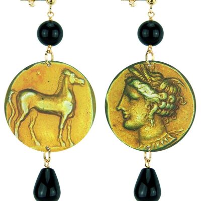 The Circle Classic Horse and Head Women's Earrings. Made in Italy