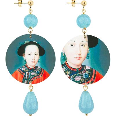 Die Kreis-klassischen Samurai-Frauen-Ohrringe. Hergestellt in Italien