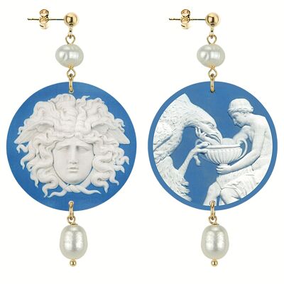 The Circle Classic Women's Earrings Medusa Sculpture. Made in Italy