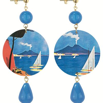 The Circle Women's Earrings Classic Vesuvius Landscape. Made in Italy