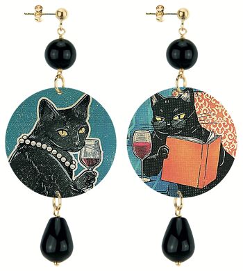 Bijoux pour les amoureux des animaux. Les boucles d'oreilles classiques pour femmes Cats. Fabriqué en Italie