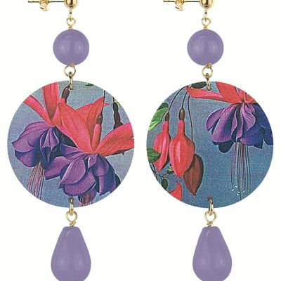 Celebre la primavera con joyas inspiradas en flores. Pendientes The Classic Circle Mujer Flores Lilas. Hecho en Italia