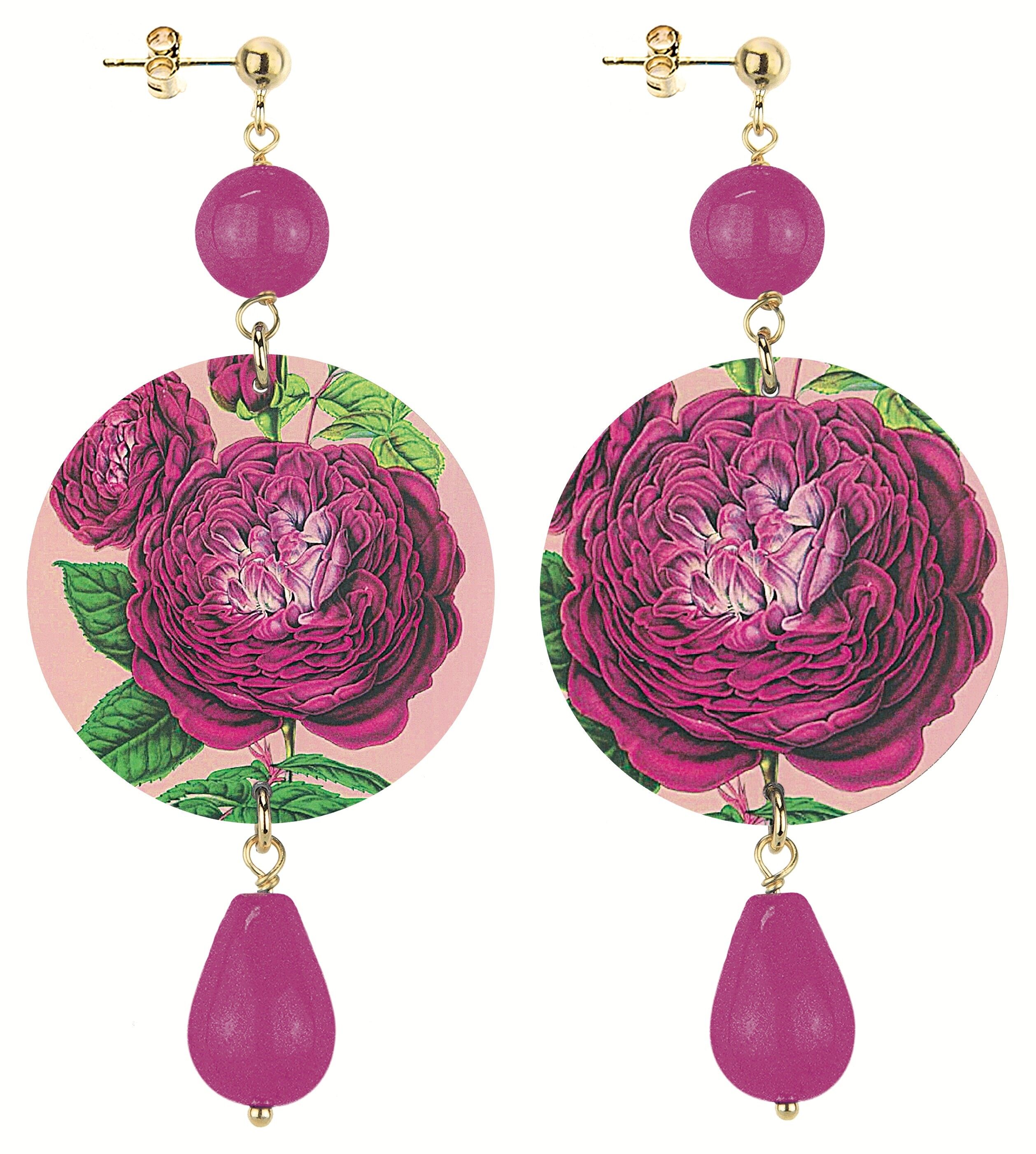 Celebra la primavera con gioielli ispirati ai fiori. Orecchini Donna The Circle Classico Fiore Fucsia. Made in Italy