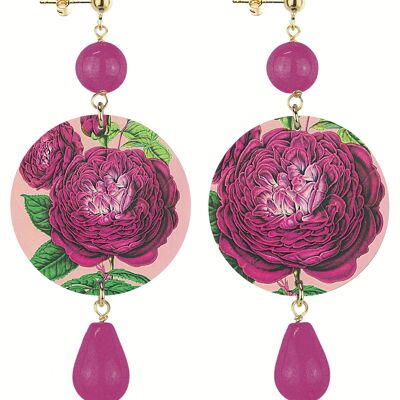 Celebrate spring with flower-inspired jewelry. The Circle Classic Fuchsia Flower Women's Earrings. Made in Italy