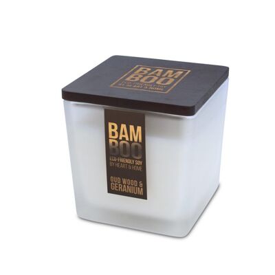 Bougie parfumée Grande jarre Bois de oud & Géranium - HEART & HOME - BAMBOO