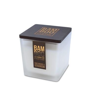 Bougie parfumée Grande jarre Bois de oud & Géranium - HEART & HOME - BAMBOO 1