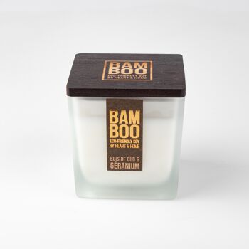 Bougie parfumée Grande jarre Bois de oud & Géranium - HEART & HOME - BAMBOO 4