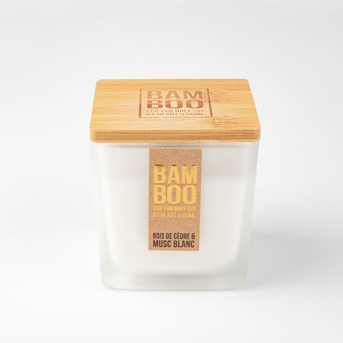 Bougie parfumée Grande jarre Bois de cèdre & Musc blanc - HEART & HOME - BAMBOO