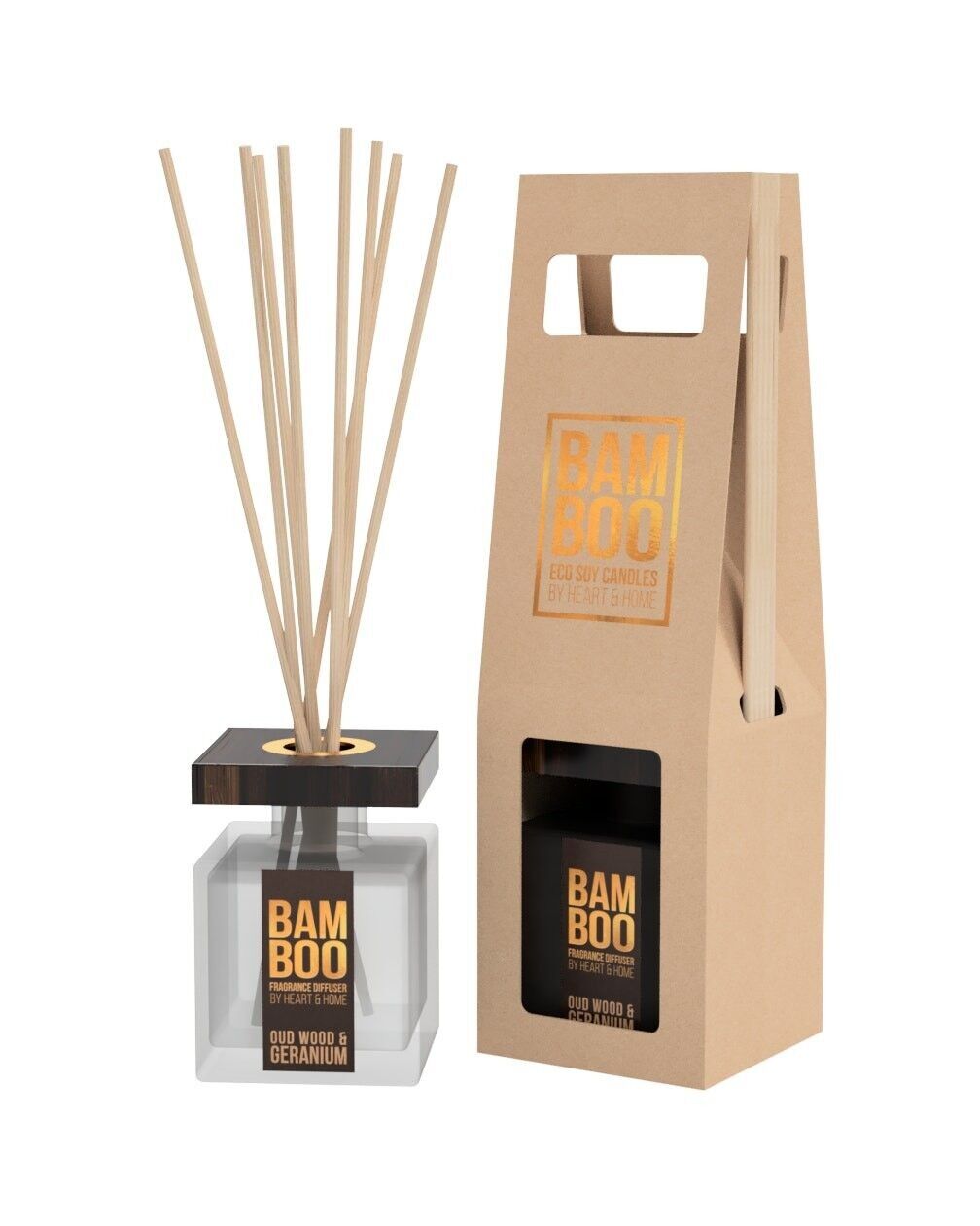 Difusor 70ml Madera de Oud & Geranio - HEART & HOME - BAMBOO