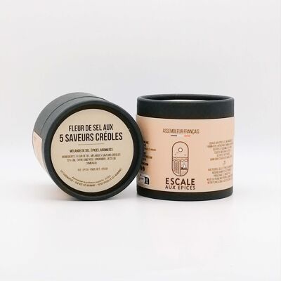 Fleur de sel with 5 Creole flavors - Box 125 gr